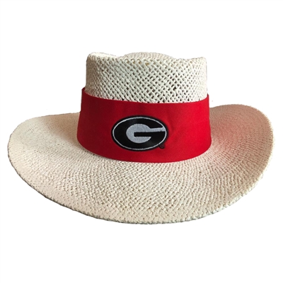 Georgia Bulldogs Tournament Straw Gambler Hat - White