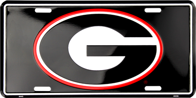 Georgia Bulldogs Logo on Black License Plate