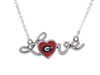 Georgia Bulldogs Love Script Red Heart Silver Necklace