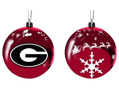 Georgia Bulldogs Sled Glass Ball Ornament