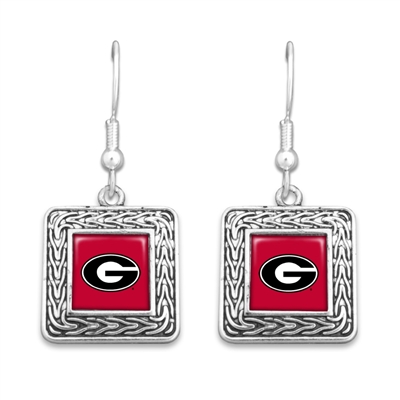 Georgia Bulldogs Geometric Square Earrings