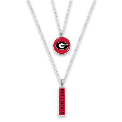 Georgia Bulldogs Double Charm Necklace